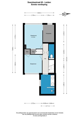 Floorplan - Soembastraat 65, 2315 BS Leiden